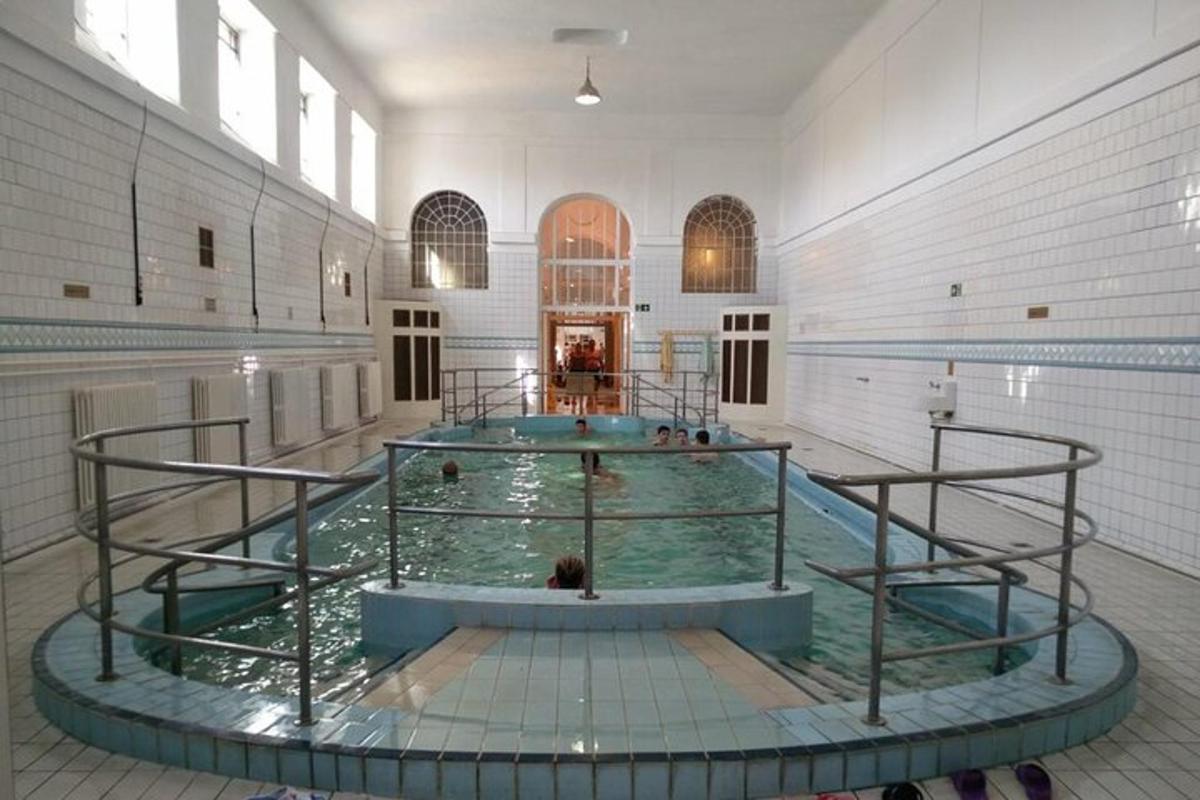 a large pool of water in a building