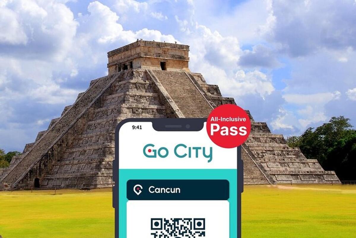 a credit card in front of a pyramid