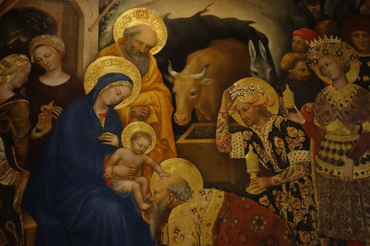 a painting of a painting of a group of people