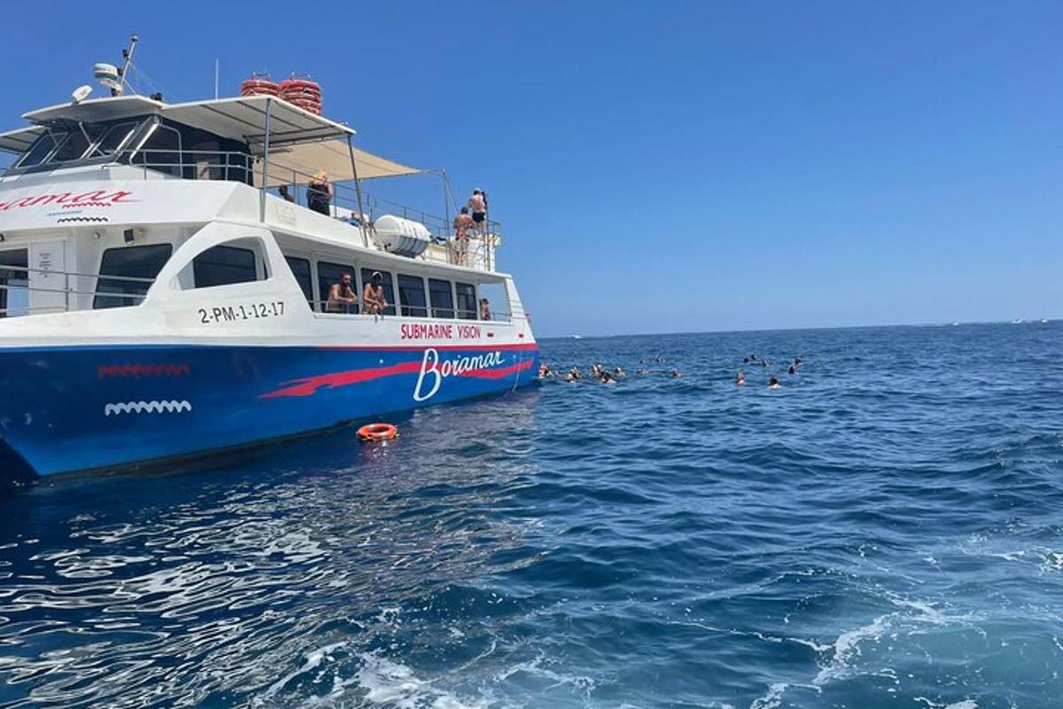 un creuer a l'oceà amb gent a l'aigua
