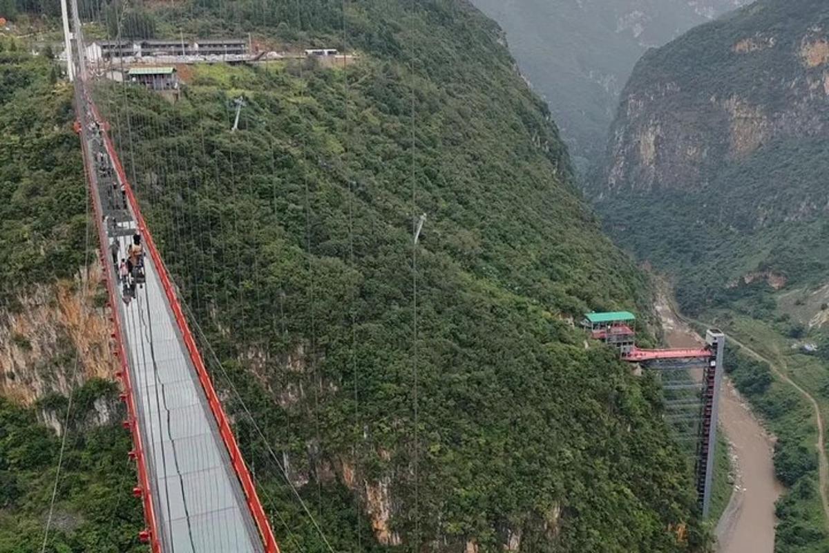 un tren en un pont al vessant d'una muntanya
