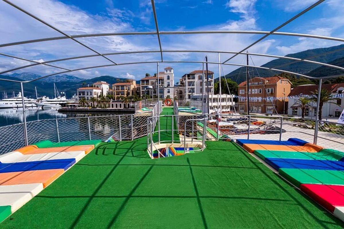 a playground on a boat in a marina
