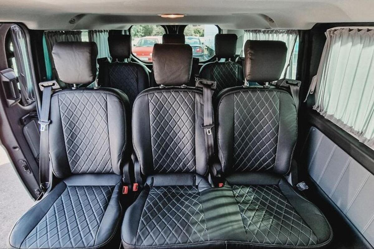 a rear view of the back seats of a car