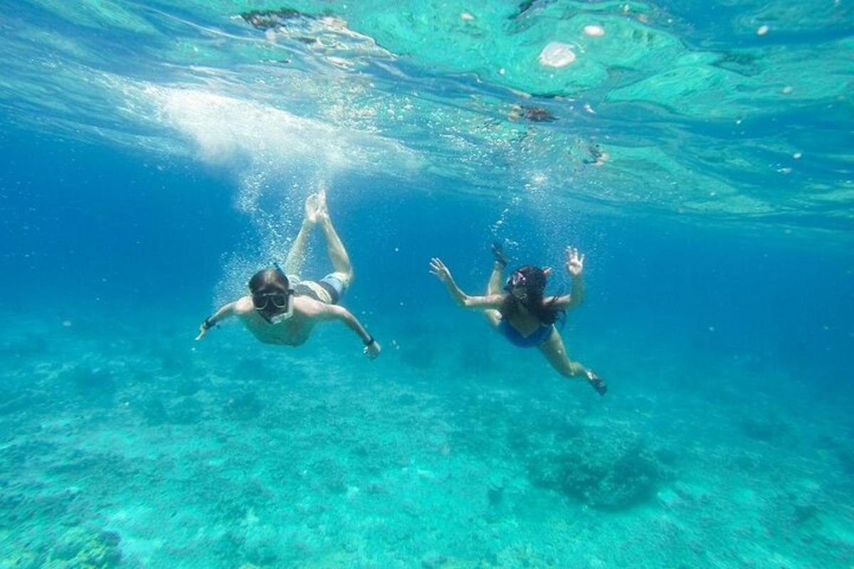 dve osebi plavata v vodi v oceanu