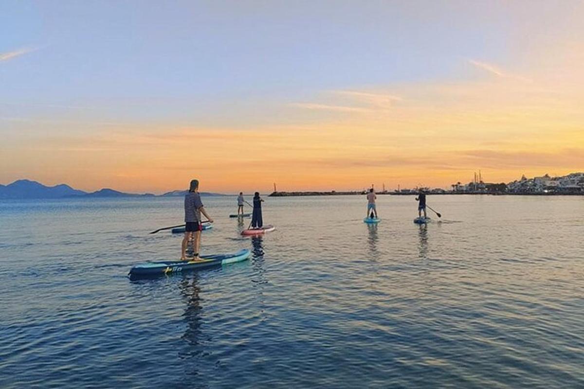 un gruppo di persone su tavole da paddle in acqua