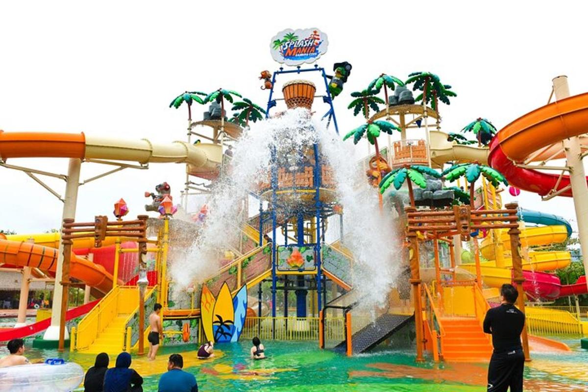 a water park with a water slide