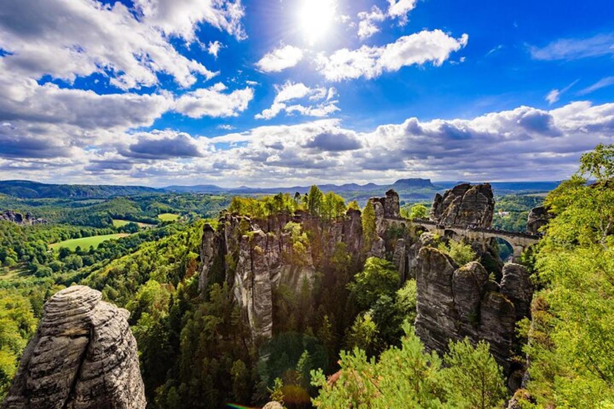 pogled na kanjon z drevesi in skalami