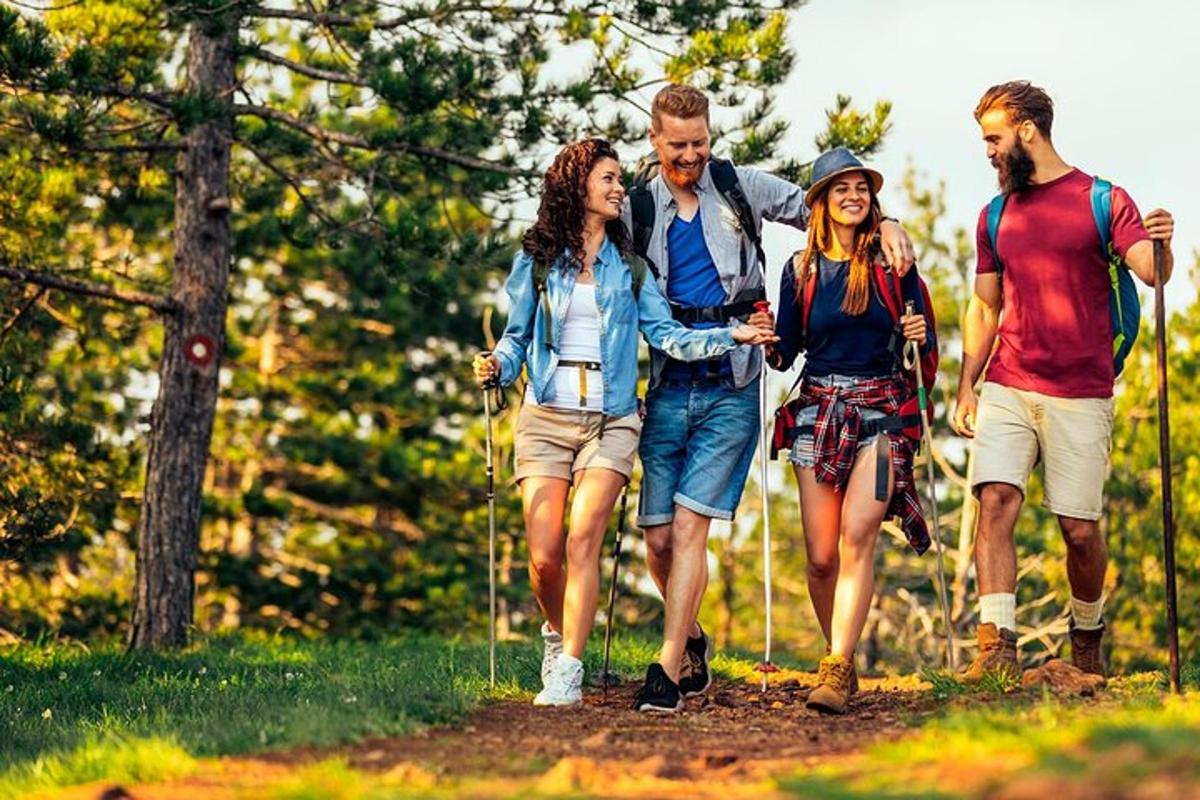 un gruppo di persone che camminano su un sentiero