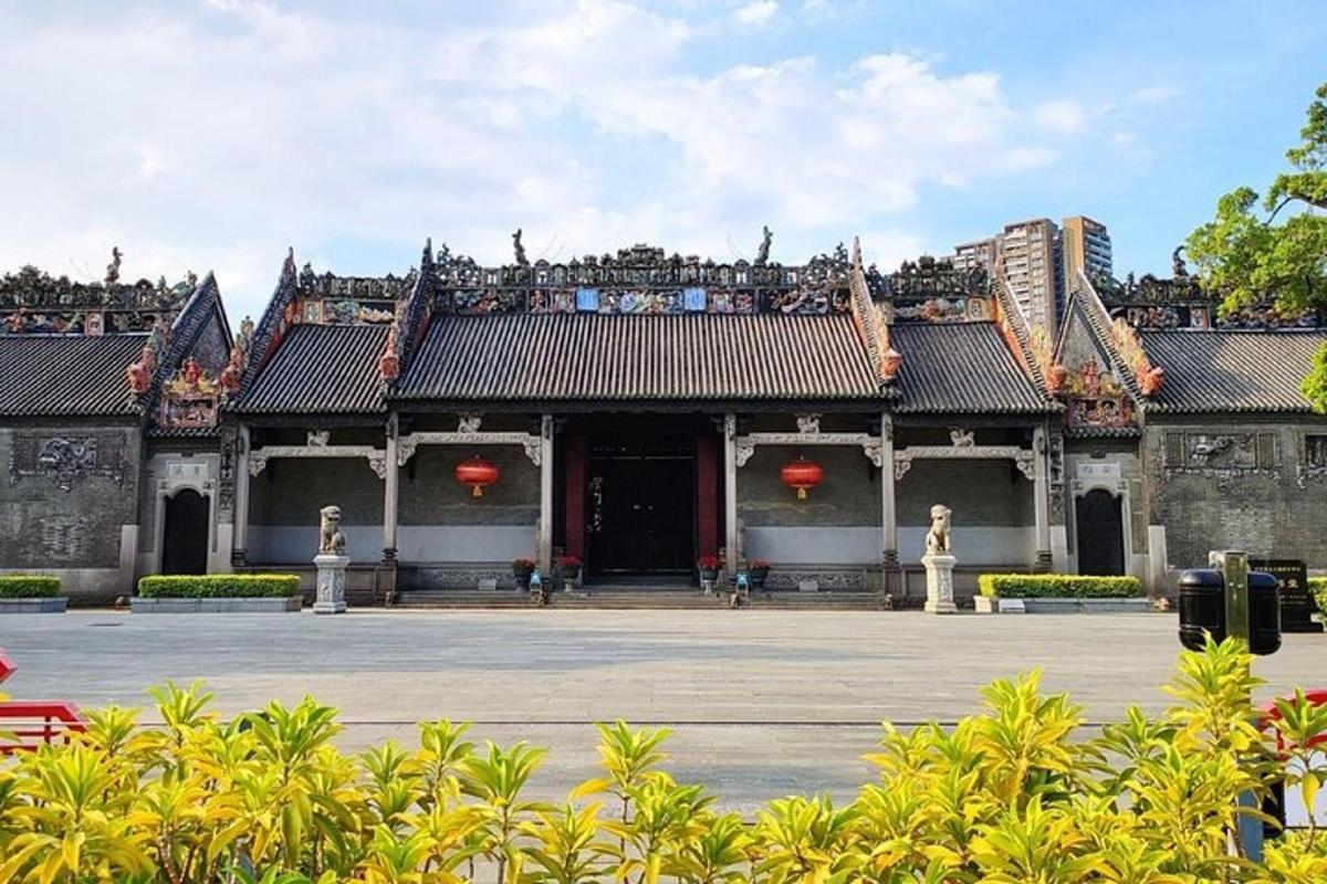 a building with a large courtyard in front of it