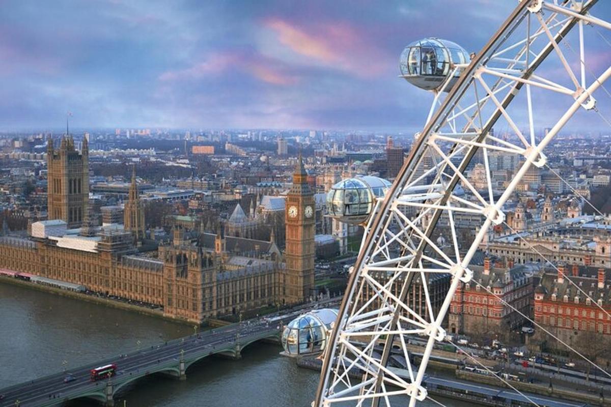 a ferris wheel in front of a large city