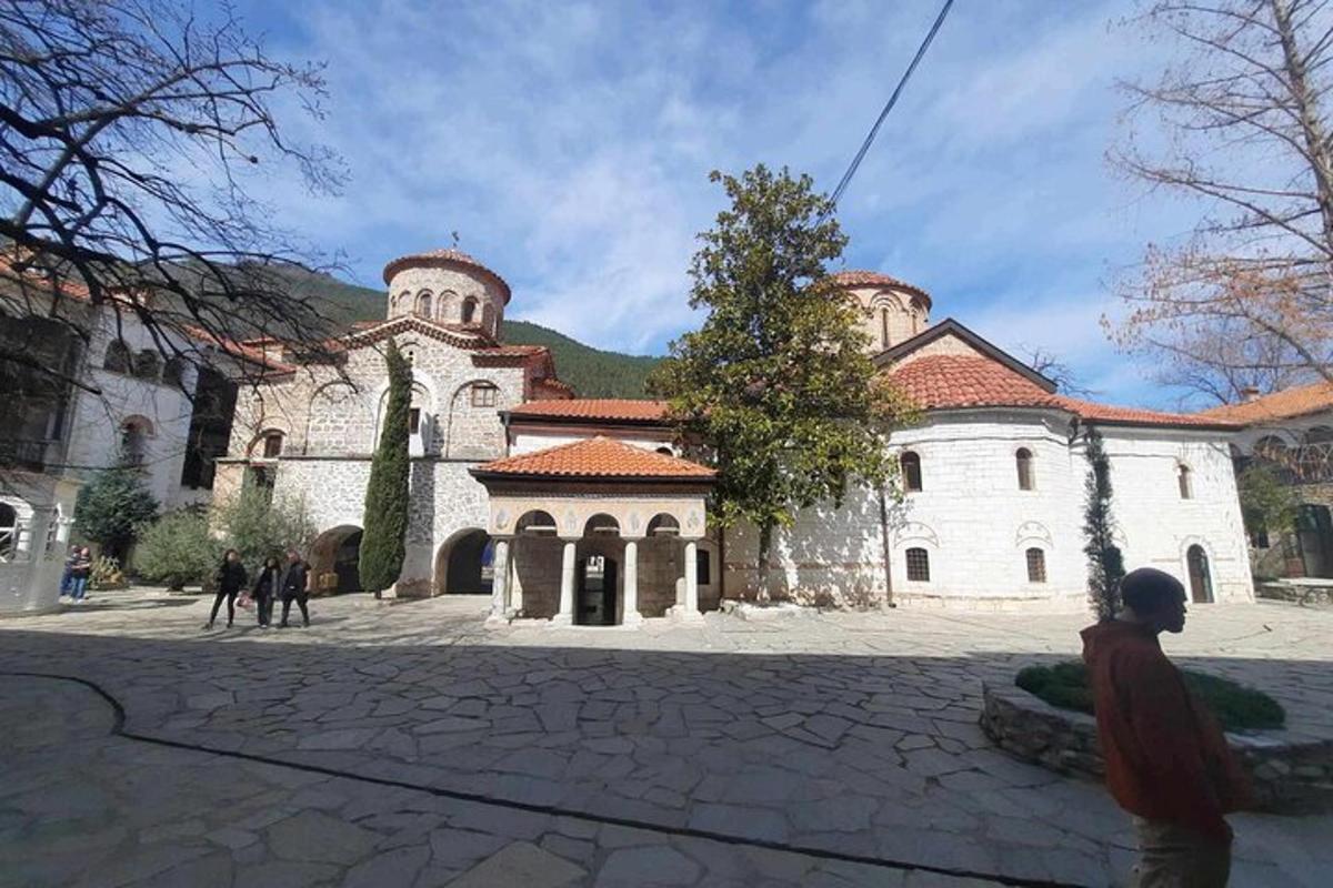 oseba, ki stoji pred veliko belo stavbo