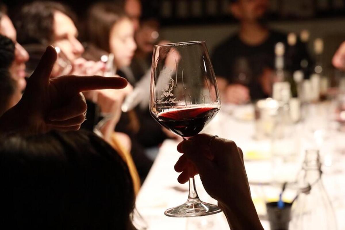 o persoană care ține în mână un pahar de vin roșu