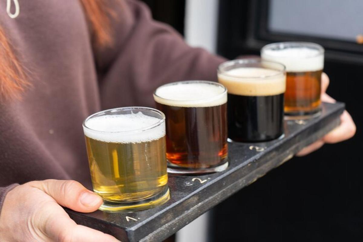 una safata amb quatre tipus diferents de gots de cervesa