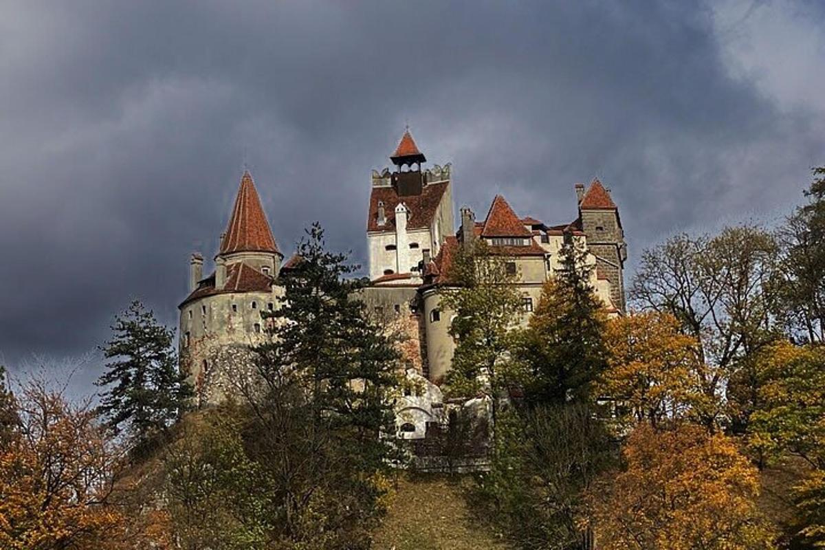 un castillo en la cima de una colina con árboles