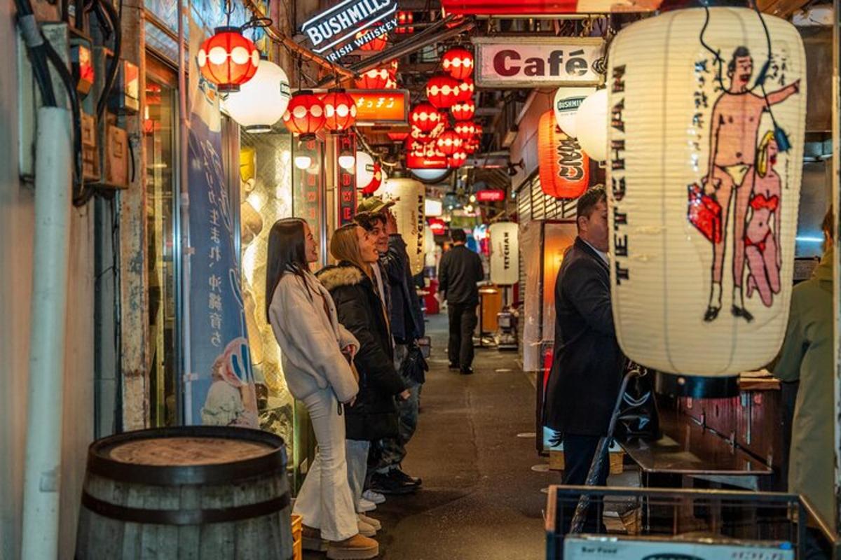 a group of people standing outside of a store