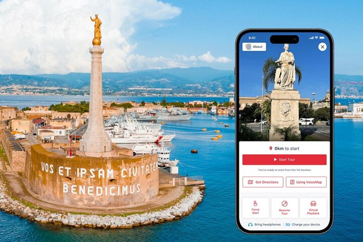 snímek obrazovky města se sochou z mobilního telefonu
