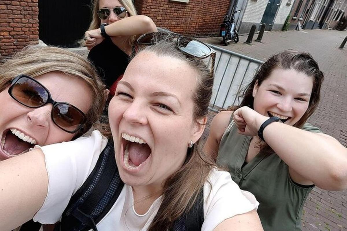 a group of three girls with their mouths open