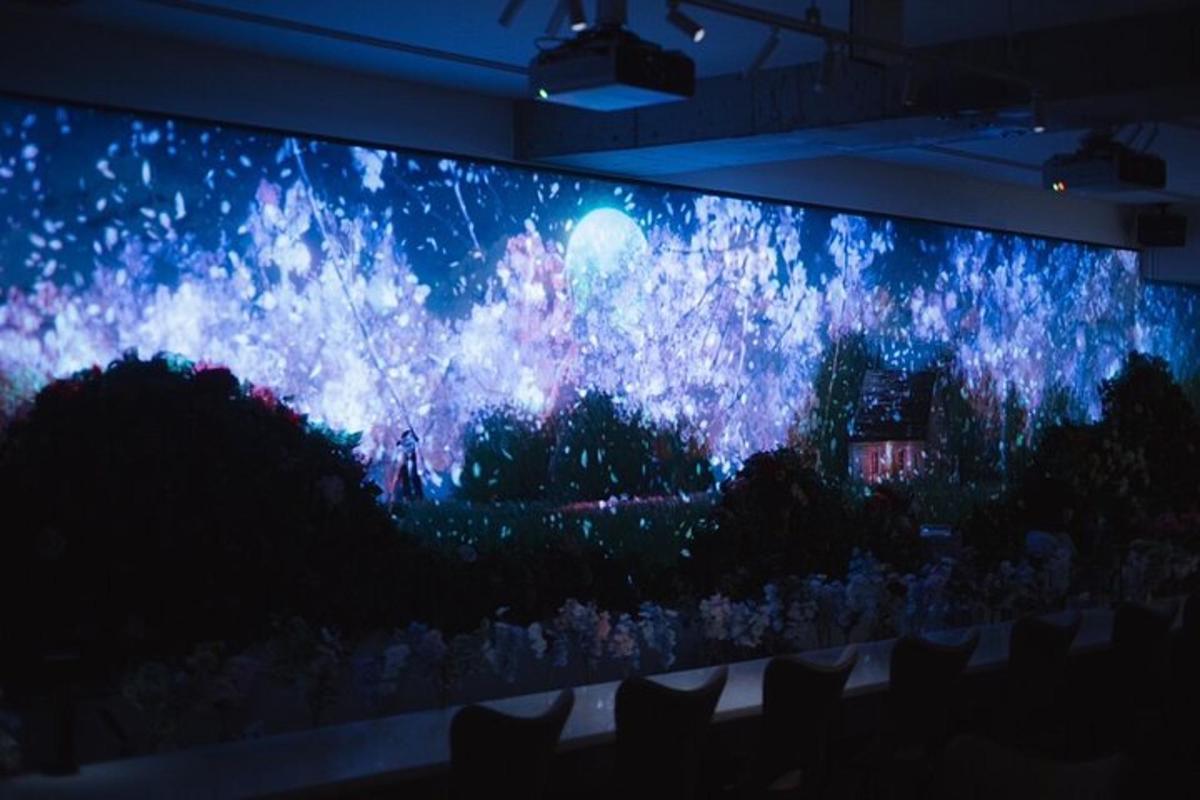 suuri valkokangas teatterissa, jossa on universumi