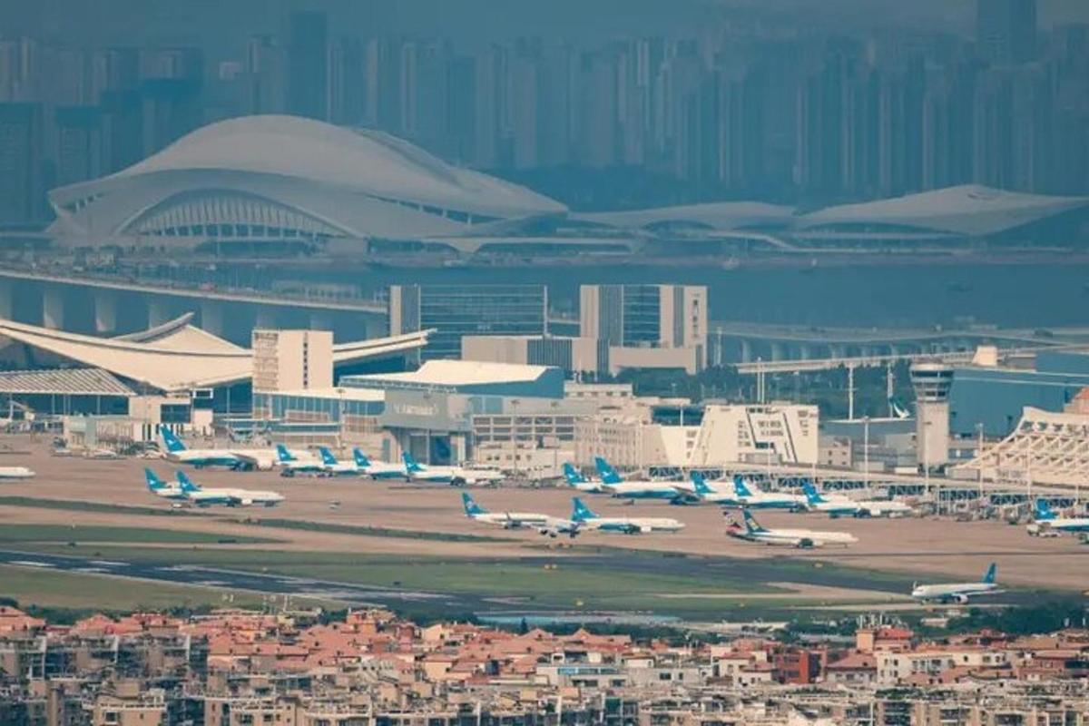 a group of airplanes parked at an airport