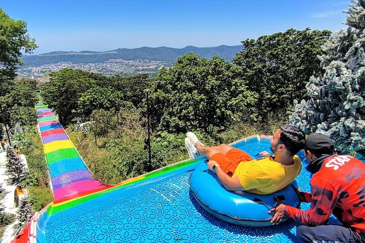 two people are riding on