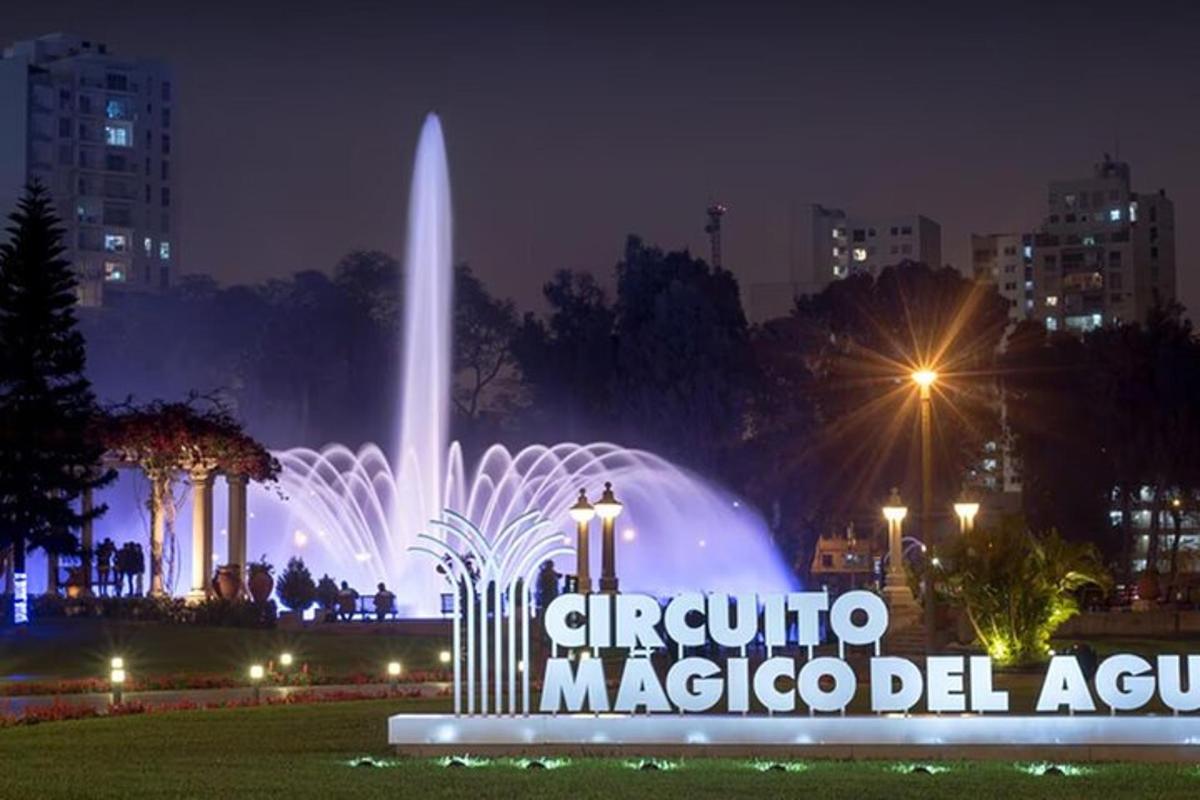 gece bir parktaki su çeşmesi