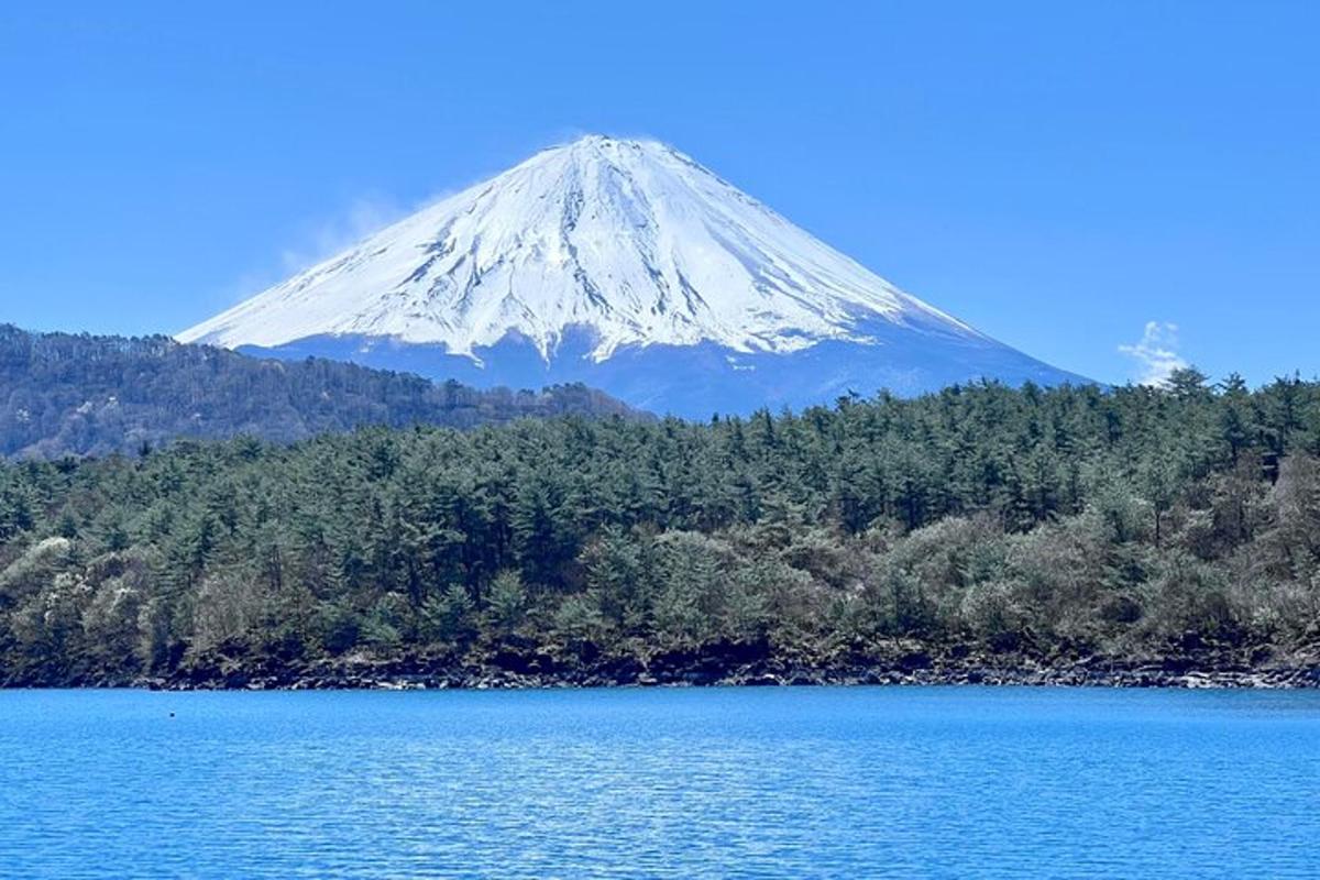 gunung yang dilitupi salji yang terletak di atas tasik