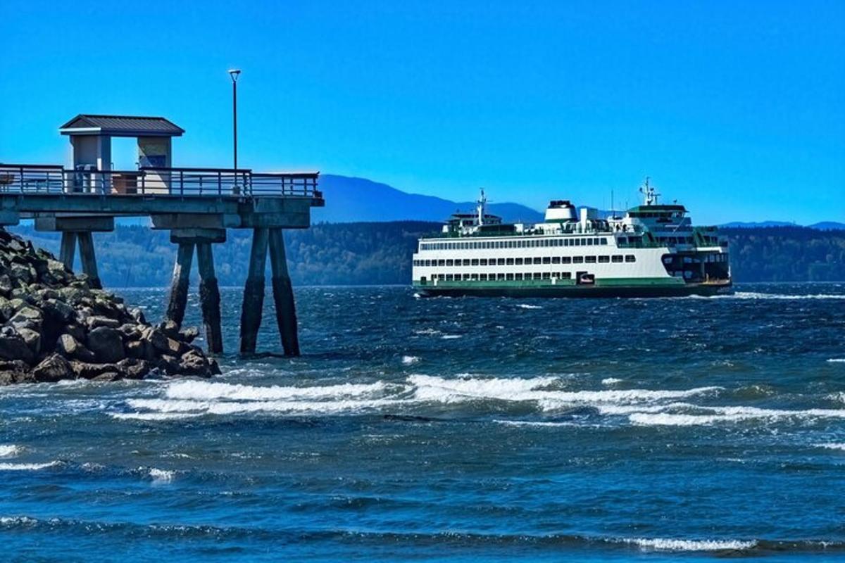 a cruise ship on the water next to a pier