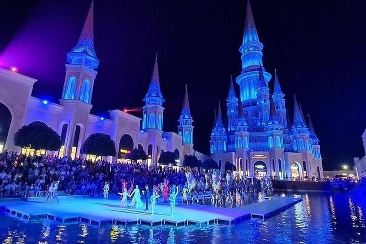 un grup de persones dempeus davant del castell de Disney
