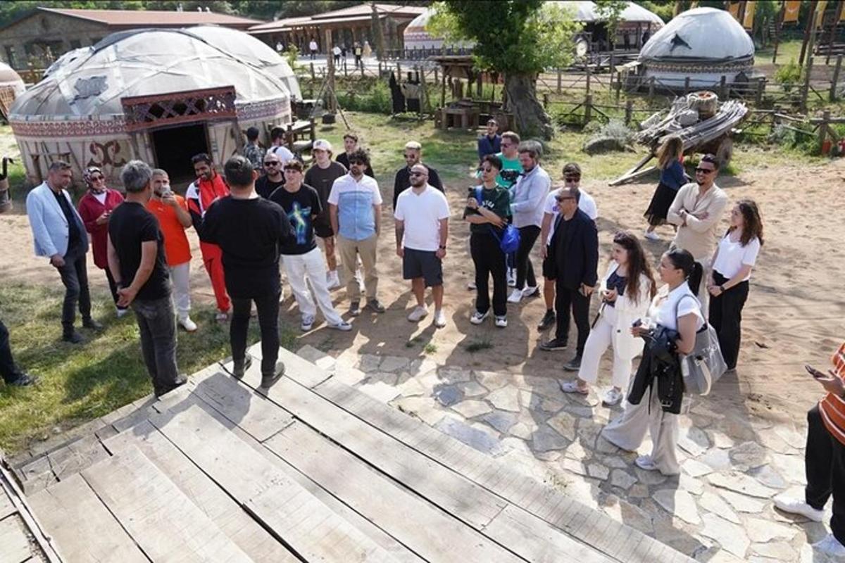 a group of people standing around in a crowd