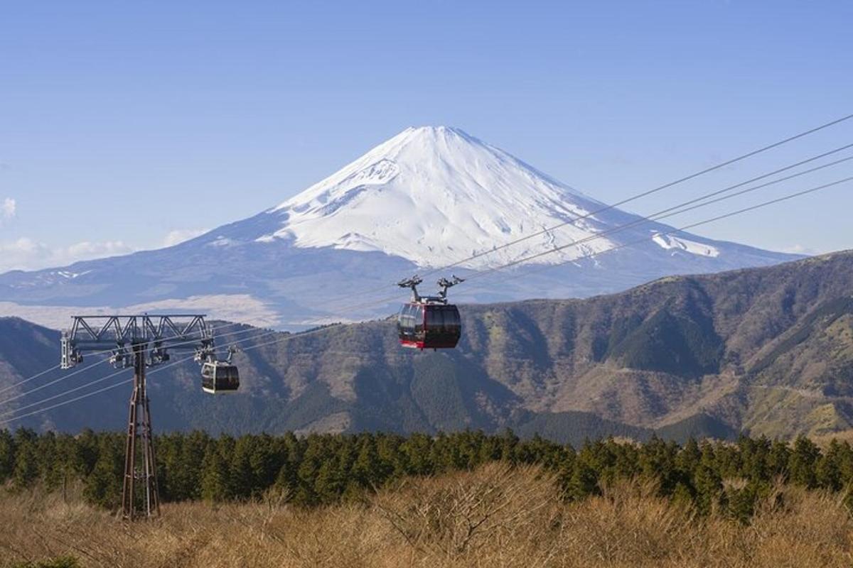 gunung yang tertutup salju di latar belakang dengan dua lift ski