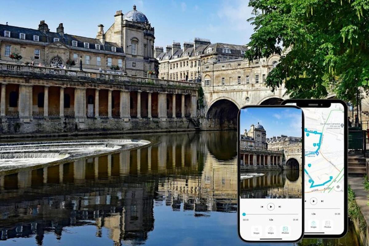 Ένα iPhone τραβάει φωτογραφία ενός ποταμού με μια γέφυρα