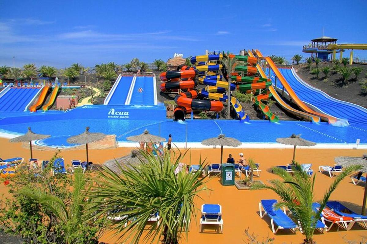 a large water park with a water slide