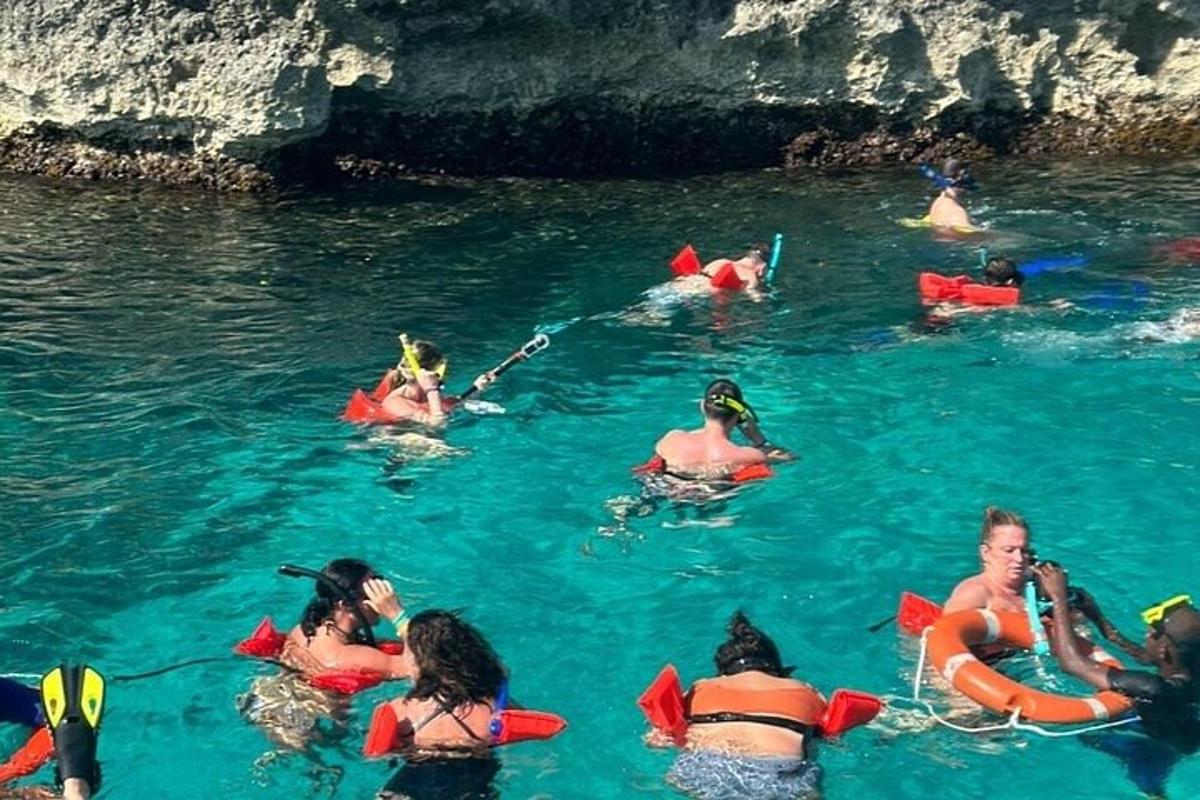 a group of people are in the water