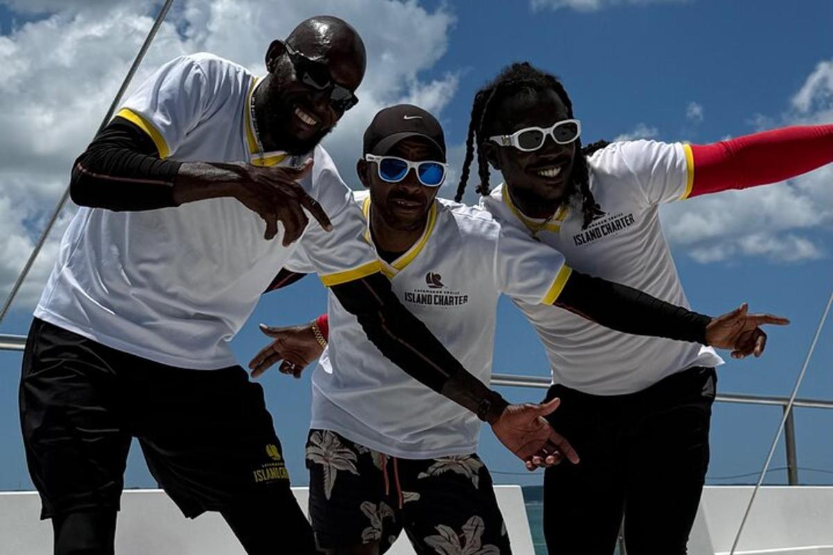 a group of three people posing for a picture