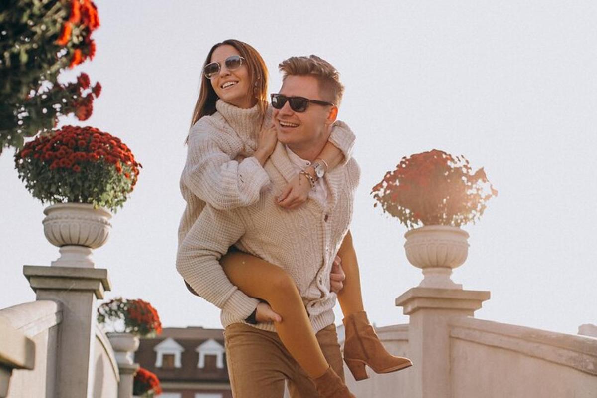 a man and a woman posing for a picture