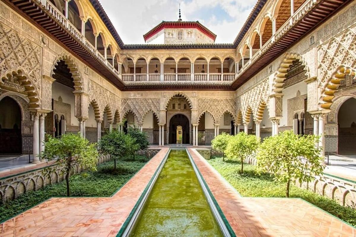a courtyard with a fountain in a building