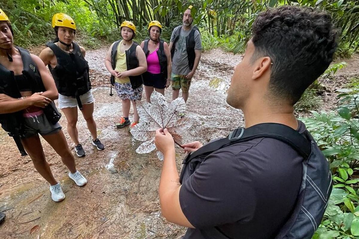 a group of people standing around a man holding a plant