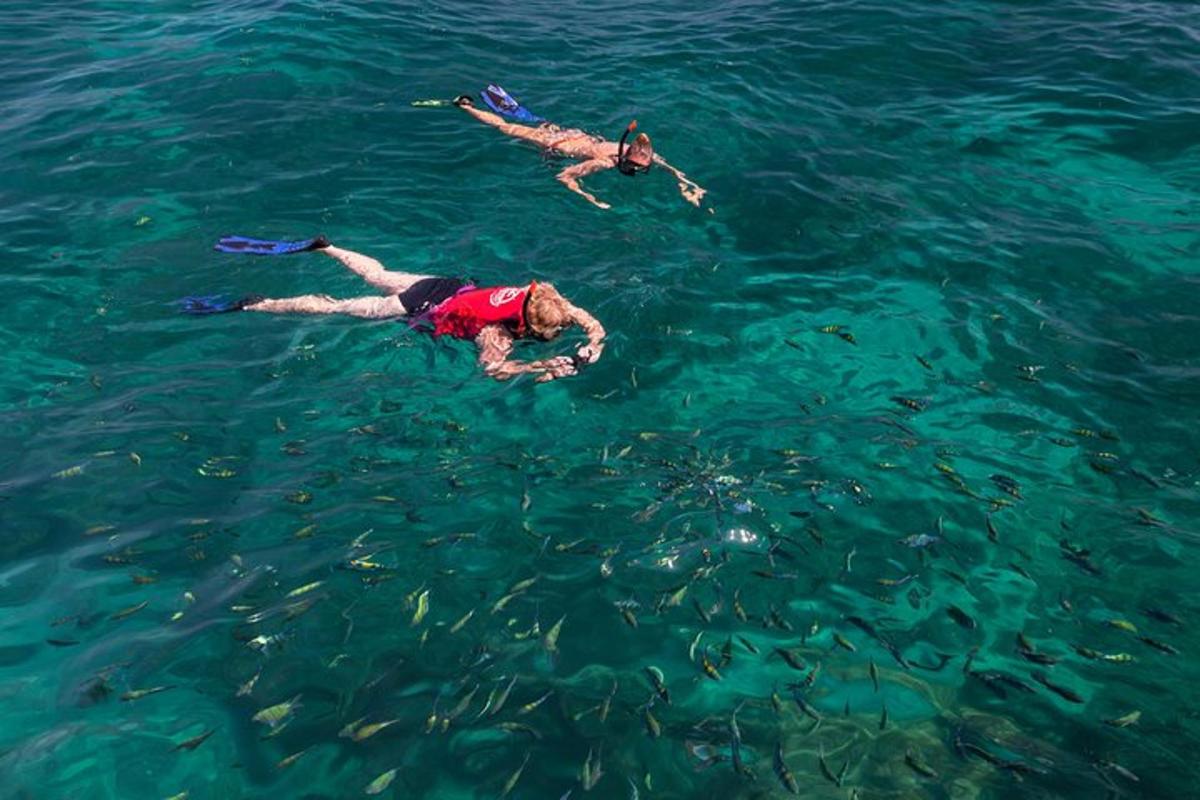 due persone stanno nuotando nell'acqua