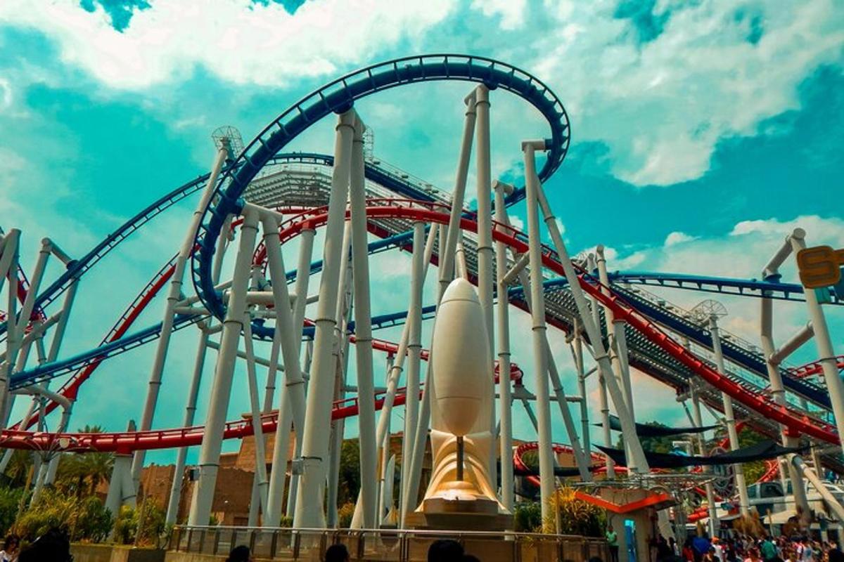 a roller coaster at a theme park