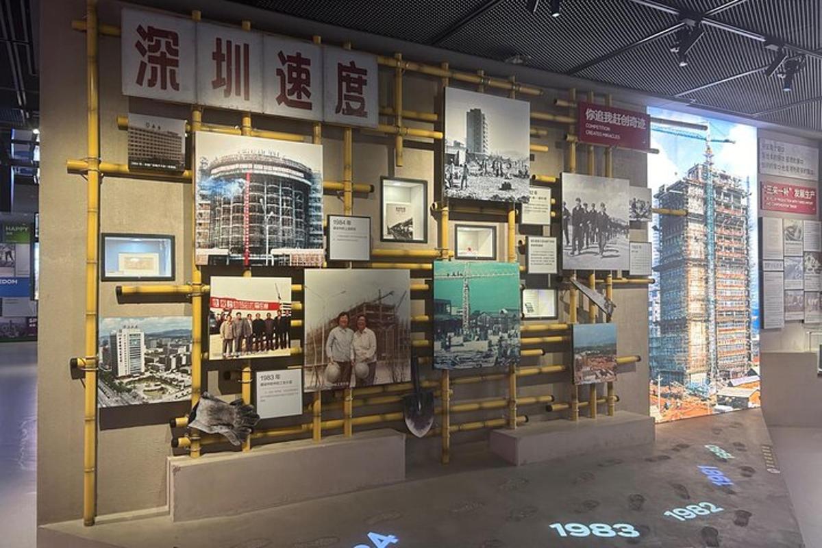 a exhibit in a building with pictures on the wall