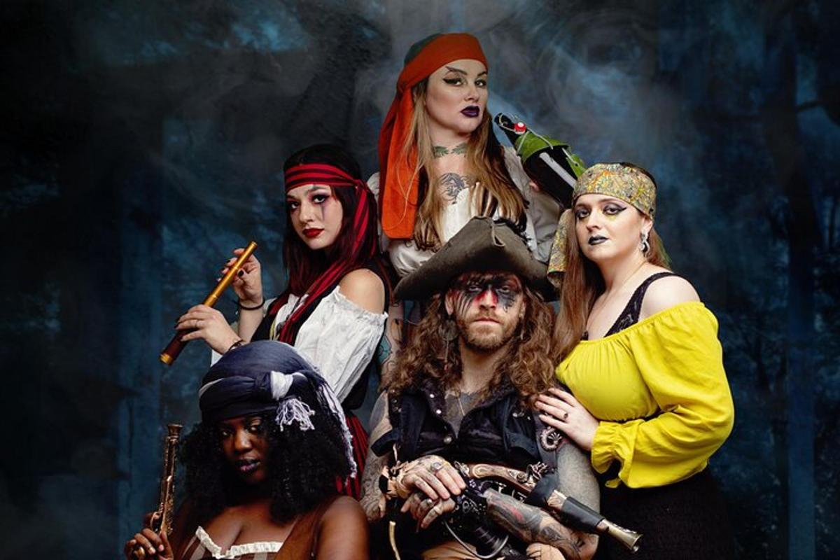 a group of people dressed up in costumes