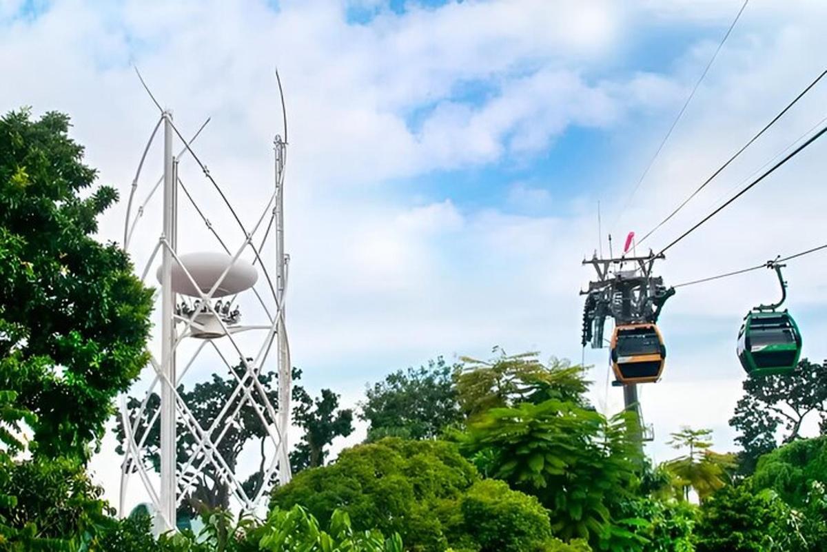 a gondola ride in the sky at a theme park