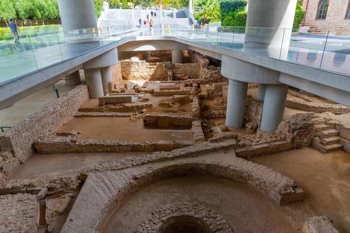 a view of a museum with an ancient ruins