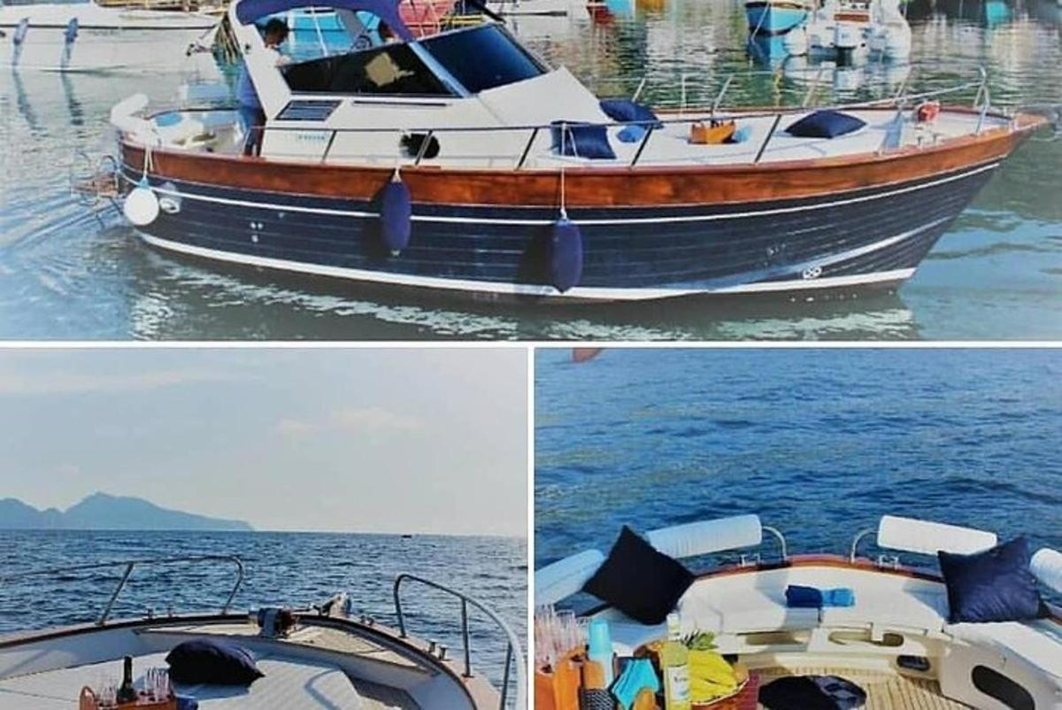 zwei Bilder von einem Boot im Wasser