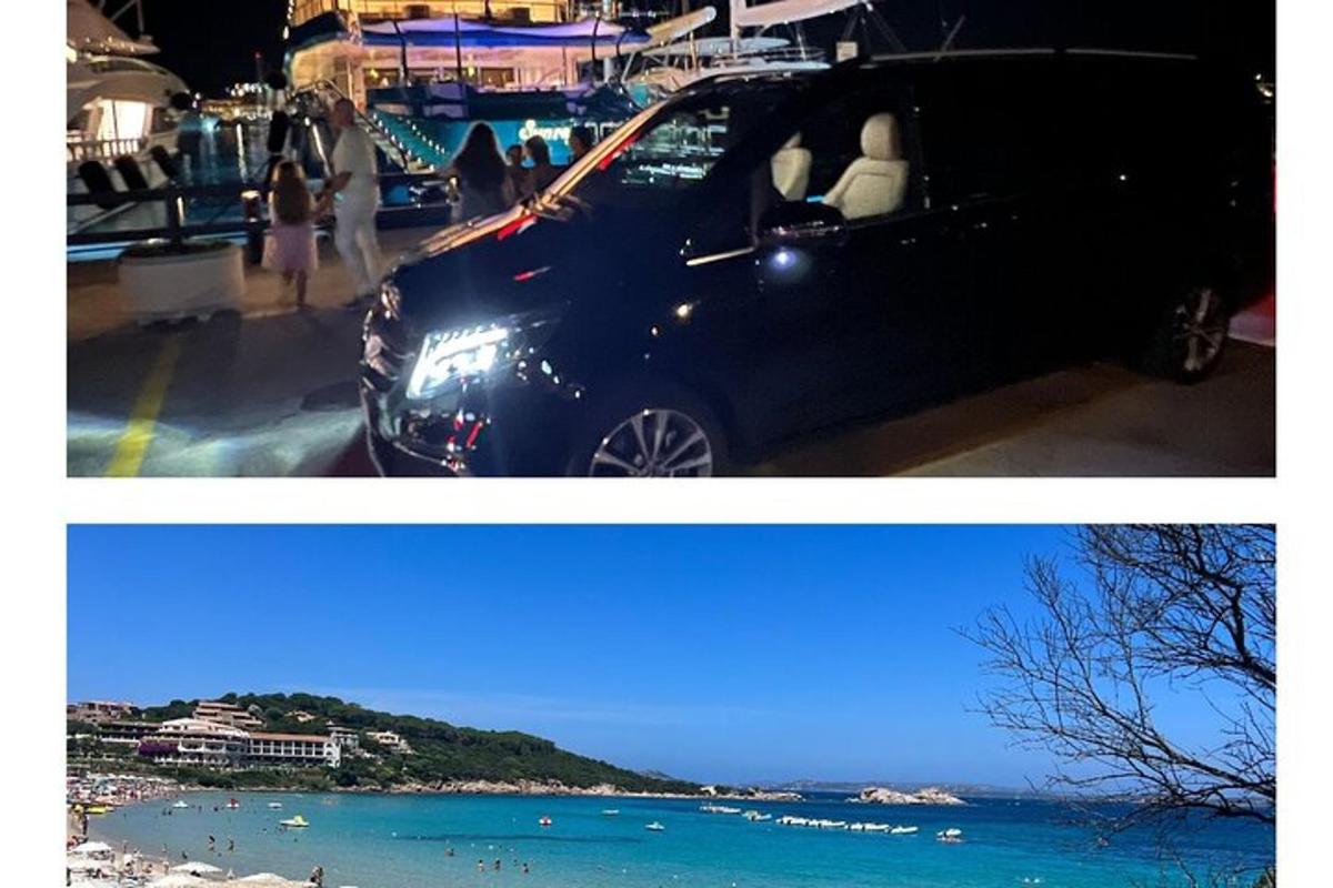 črn avto parkiran ob plaži