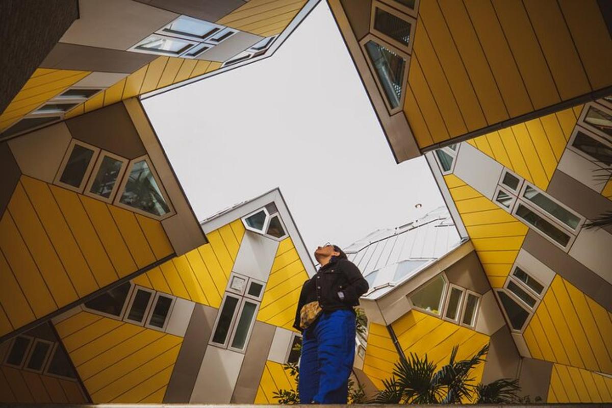 a man is standing in front of a building