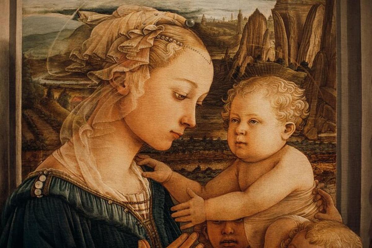 a painting of a woman holding a baby
