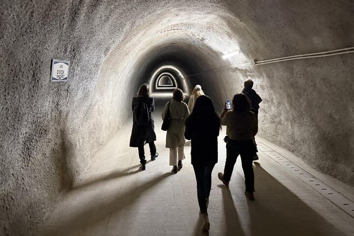 grupp inimesi, kes kõnnivad läbi tunneli