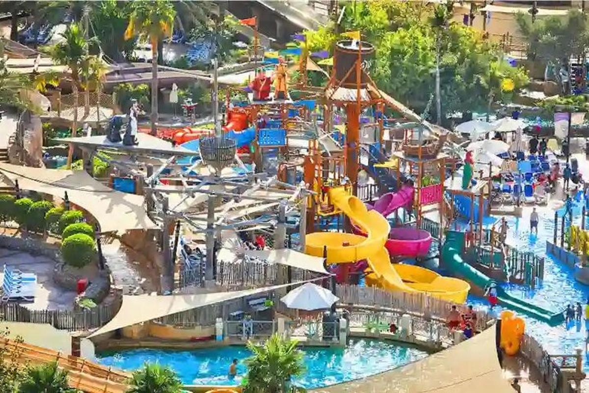 an amusement park with a water park