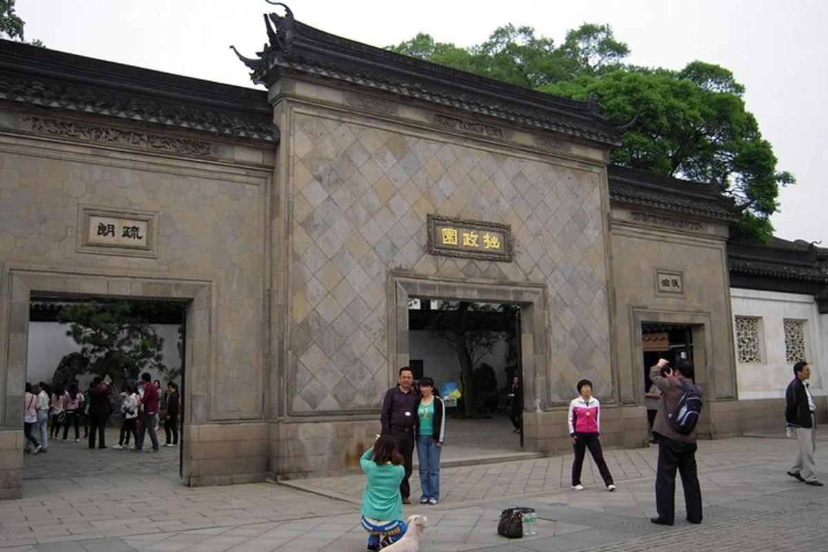 a group of people standing in front of a building